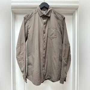 NWT Kühl long sleeve button down grey brown khaki size large